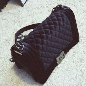 Sale!🎁Velvet Quilted Shoulder Bag Black